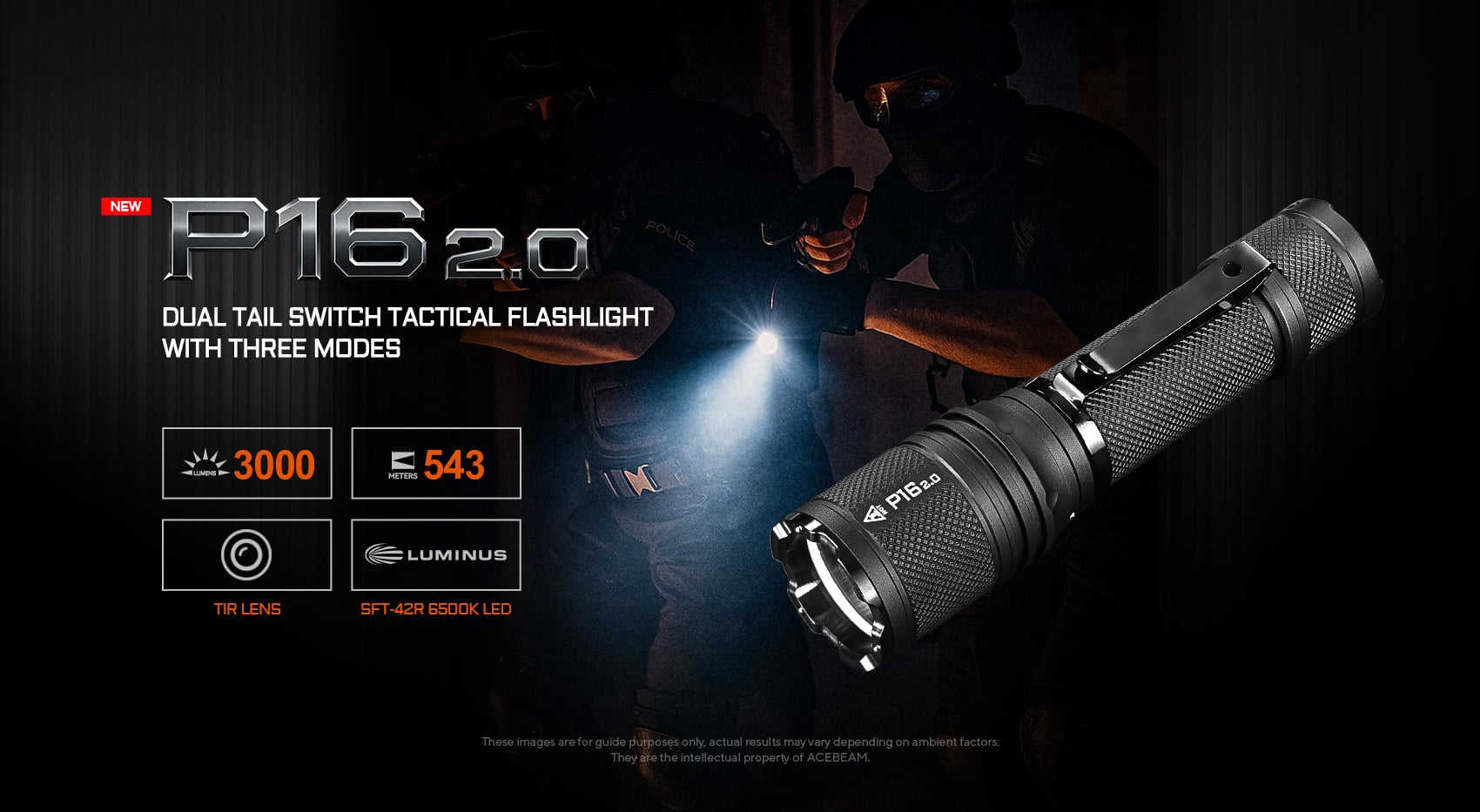 Acebeam P16 2.0 taktisk ficklampa 3000 lumen